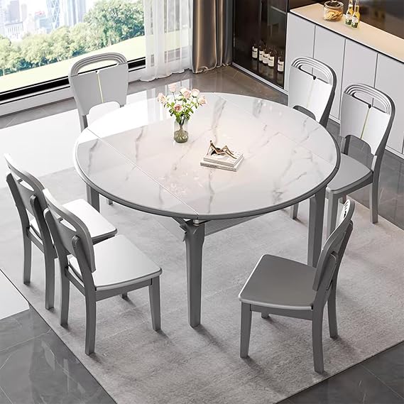 Table and Chairs Set Indoor Dining Set Extendable Dining Table Set Easy Assembly Dining Set Space Saving Dining Set(135cm/53.1in)