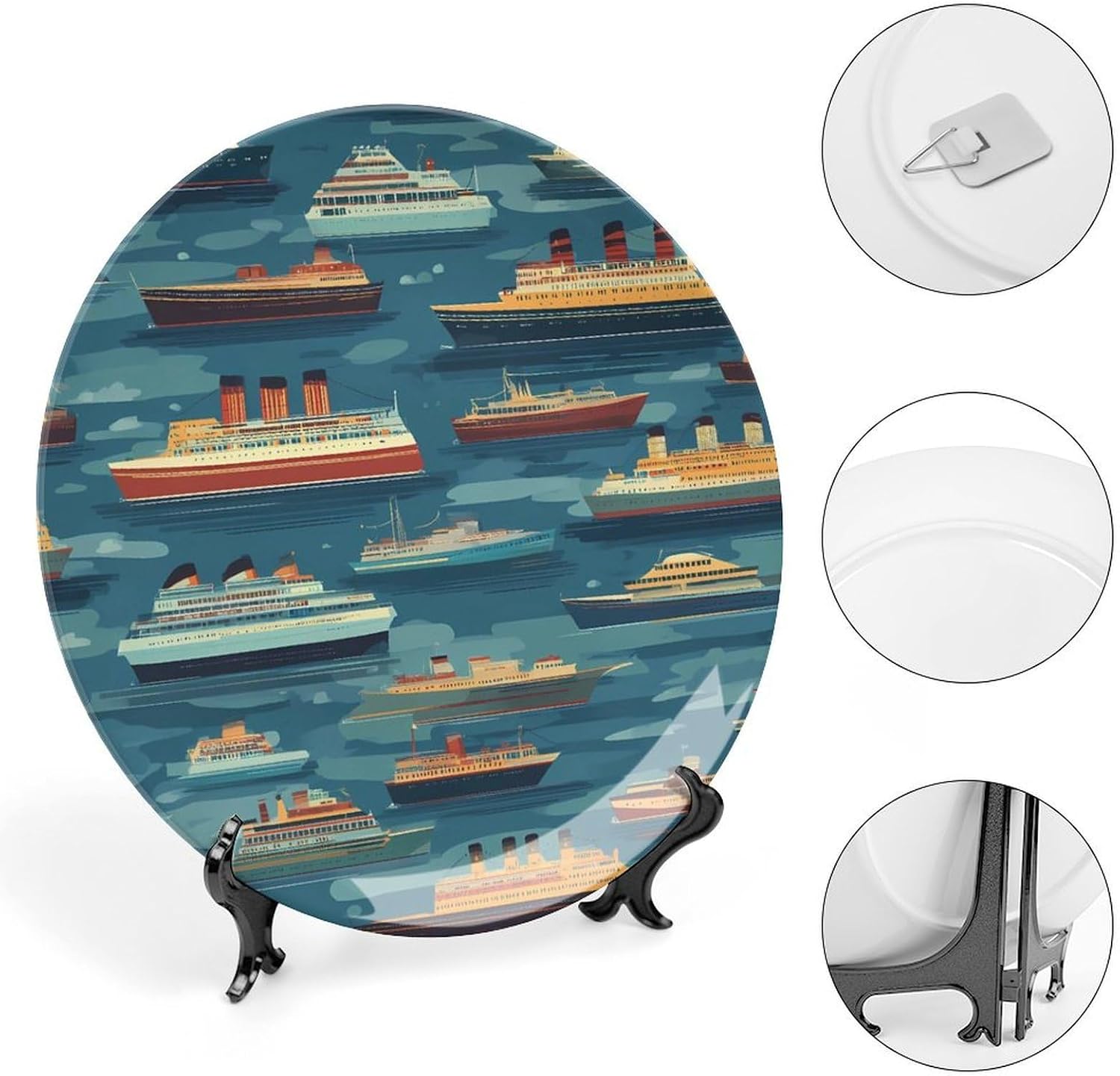Cruises Pattern Modern Decorative Plate Ceramic Ornaments 7inch image 4