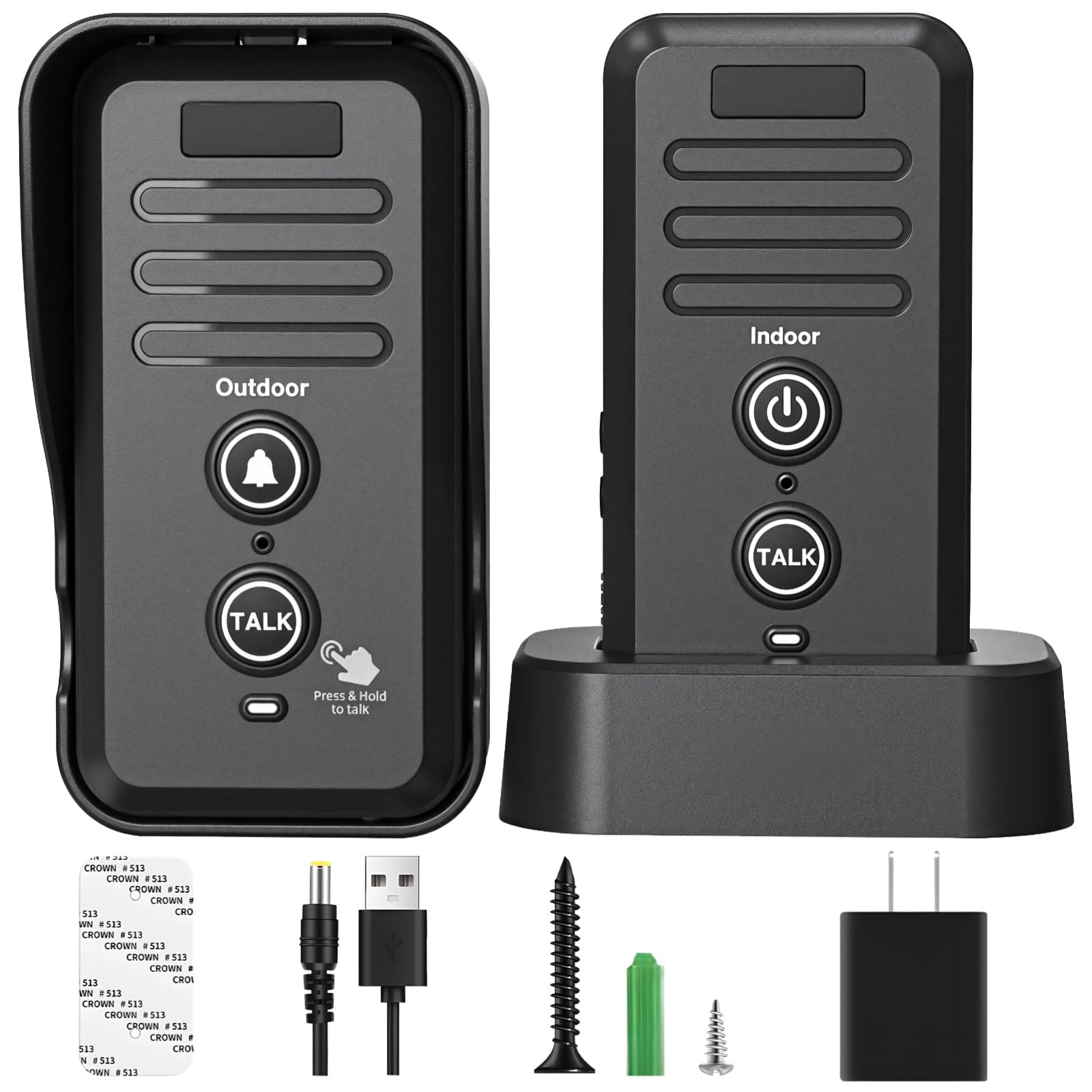 Interphone sans fil, appel ultra longue portée, étanche avec son clair, installation facile, pas de WiFi nécessaire, idéal pour la maison et le bureau, transmission de 1,5 km