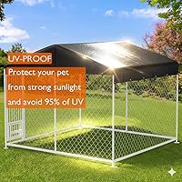 Vista 3 de Cubierta para perrera para perros al aire libre, 10'Dx10'W, resistente a los rayos UV, impermeable, cobertura completa para perrera de perro