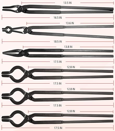 Miniatura 8 de Pinzas de herrero para principiantes, juego de herramientas de forja de herrero, tornillo de yunque incluye mandíbula plana de 14, recogida,