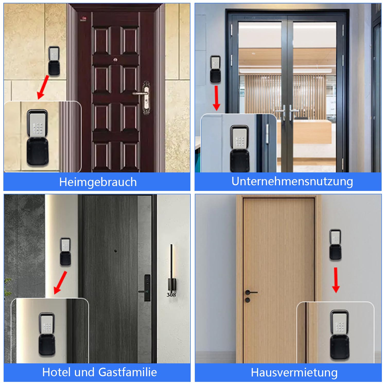 Cassetta portachiavi intelligente, elettronica con codice numerico esterno, Bluetooth a parete con numeri a 6 cifre, impermeabile, cassaforte per casa, garage, appartamento, vacanze