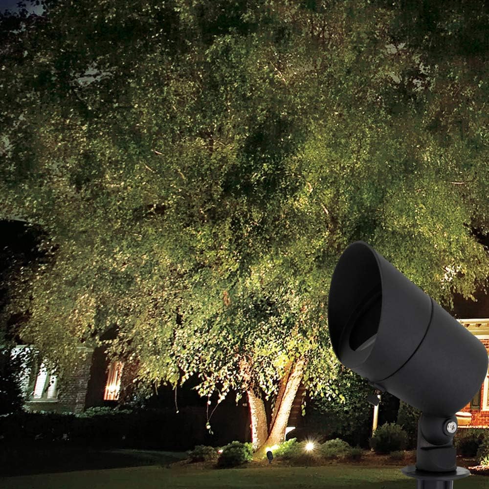 Blасk Frіdау 🔥 Lumina 4W LED Landscape Lights Cast-Aluminum Waterproof Outdoor Low Voltage Spotlights for Walls Trees Flags Light with Warm White 4W MR16 LED Bulb and ABS Ground Stake Bronze SFL0101-BKLED6 (6PK)