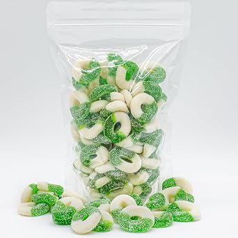 Gummy Candy Bulk 1 lb APPLE Rings Gummies in Resealable Bag, Soft and Chewy, Light Sugar Coated, Gluten Free