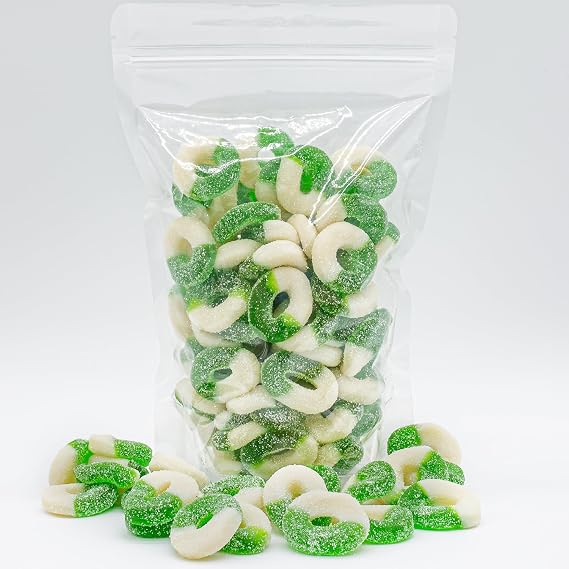Gummy Candy Bulk 1 lb APPLE Rings Gummies in Resealable Bag, Soft and Chewy, Light Sugar Coated, Gluten Free