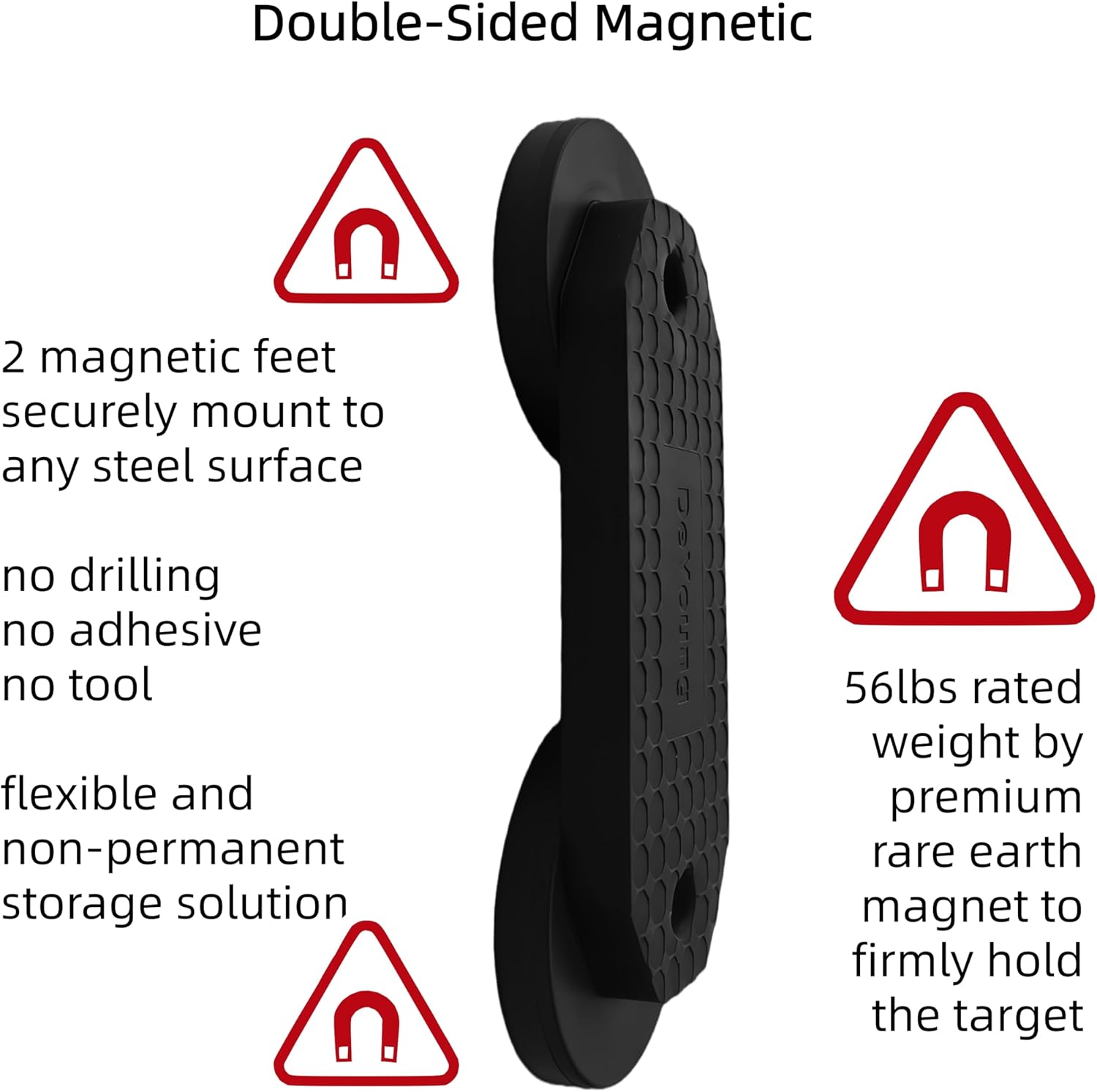 Double-Sided Magnetic Gun Rack - 56lbs Rated Gun Mount, No Drill or Adhesive Tape Needed, Scratch-Proof and Portable Design for Rifles, Pistols, Magazines - Indoor Gun Safe Organization
