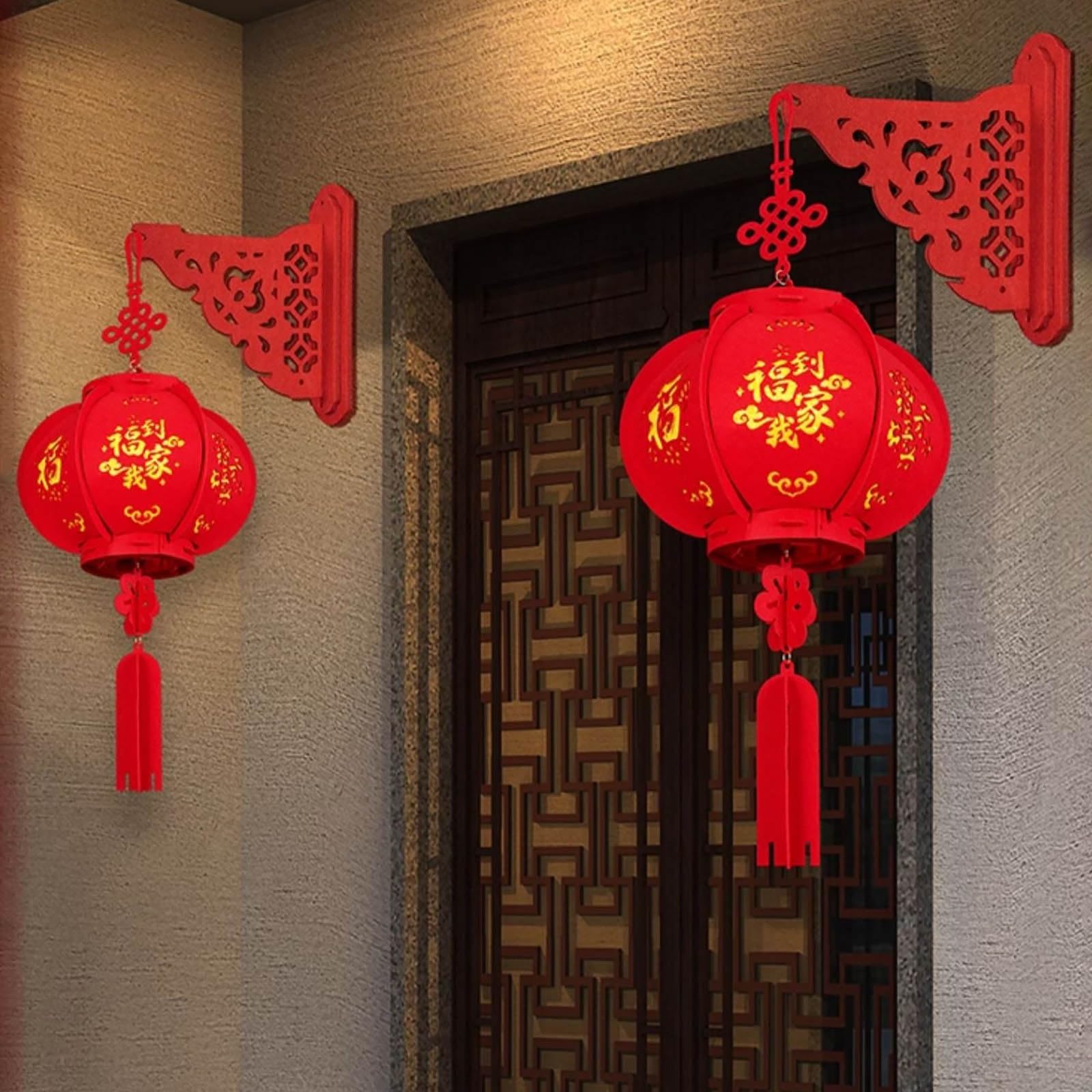 Czerwone papierowe lampiony Okrągły chiński lampion z czerwonego materiału, rok 9 cali