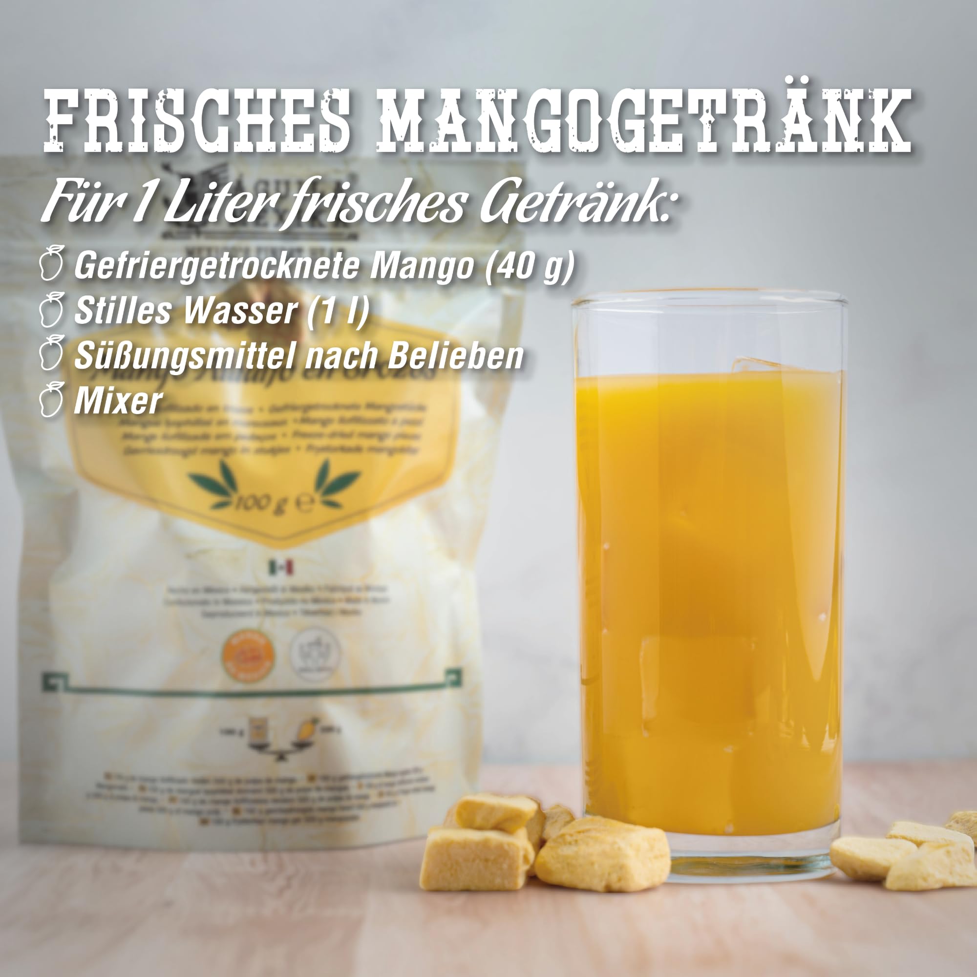 AGUILA MEXIKA | Gefriergetrocknete Mangostücke 12er-Pack | aus mexikanischen Ataulfo Mangos | Natürlich süß - Vielseitig einsetzbar.