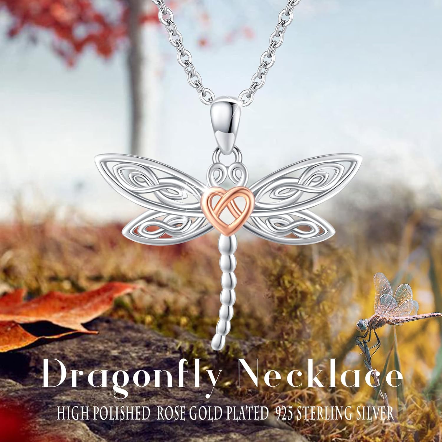 MEDWISE Celtic Dragonfly Necklace for Women 925 Sterling Silver Celtic Pendant Animal Necklace Dragonfly Jewelry Gifts for Women Mom Christmas Gifts - Image 6