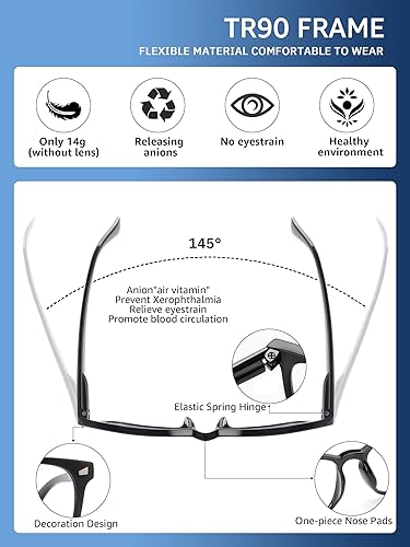 Miniatura 3 de Juego de 5 gafas de lectura con bloqueo de luz azul para mujereshombres, anti rayos UVdeslumbramiento para lectores de moda con bisagra de resorte