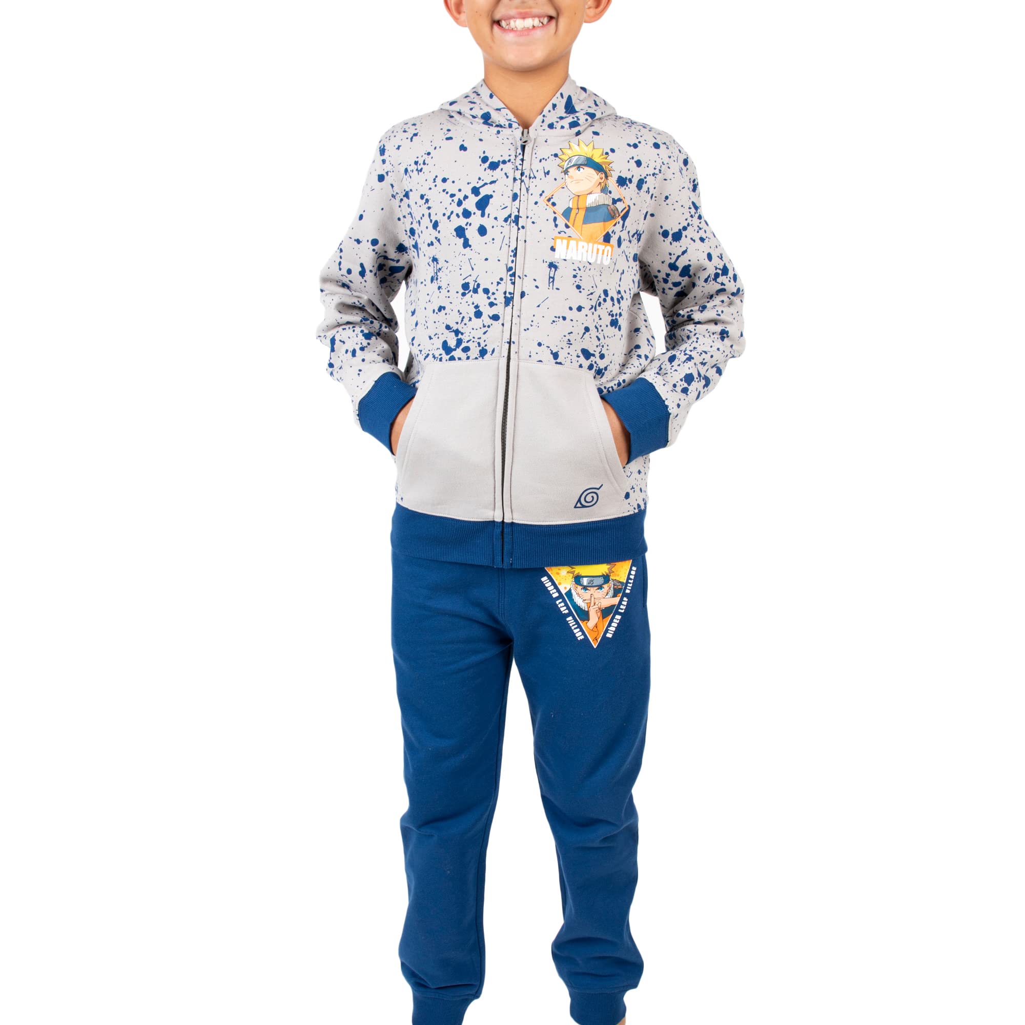 Naruto Classic Youth Boys Sudadera con capucha y pantalones deportivos azul marino, Blue, X-Large