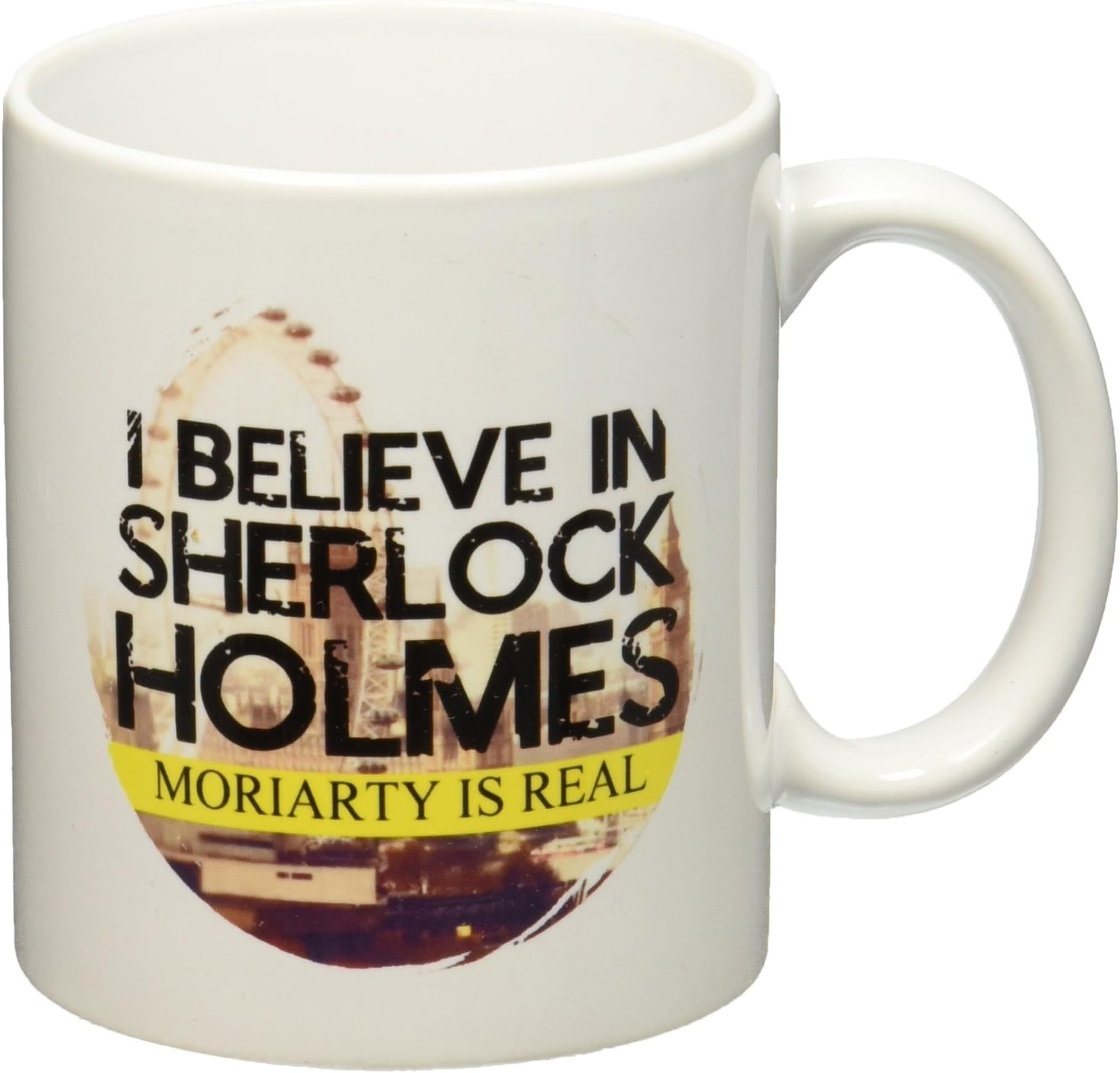 Geek Details I Believe in Sherlock Holmes (Yellow) Coffee Mug, 11 oz, White