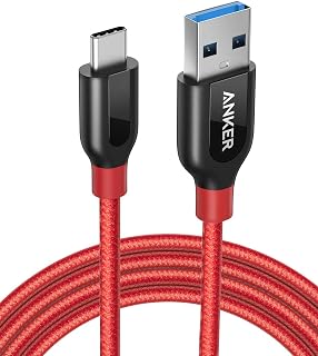 Anker USB C Cable, Powerline+ USB-C to USB 3.0 Cable (6ft), High Durability Type C Braided Charging Cable Compatible with Samsung Galaxy S10, S9, Huawei P10, P9, Sony XZ, HTC 10 and More (Red)