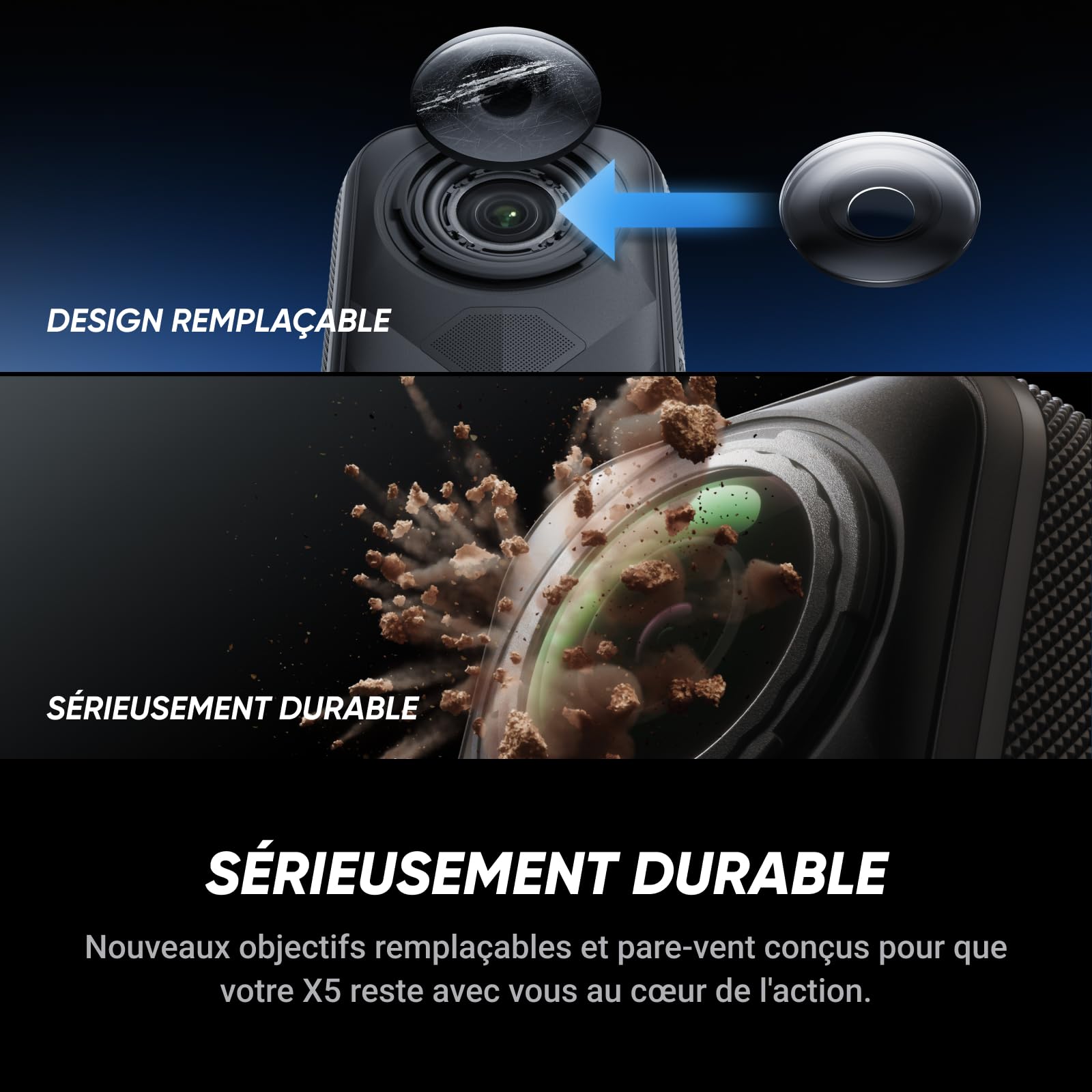 Insta360 X5 Pack Essentiels - Caméra 360 8K, Perche à Selfie Invisible, qualité Premium Jour et Nuit, objectifs Robustes & remplaçables, Appareil Photo vidéo étanche, dashcam, pour vlog, Moto