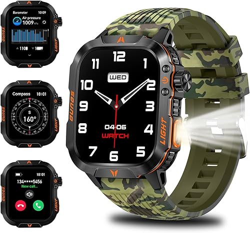 Miniatura 10 de QTLLBT Reloj Militar para Exteriores Altímetro Barómetro Brújula Reloj Inteligente Táctico de Fitness Monitor de Ritmo Cardíaco Monitor de Sueño Más