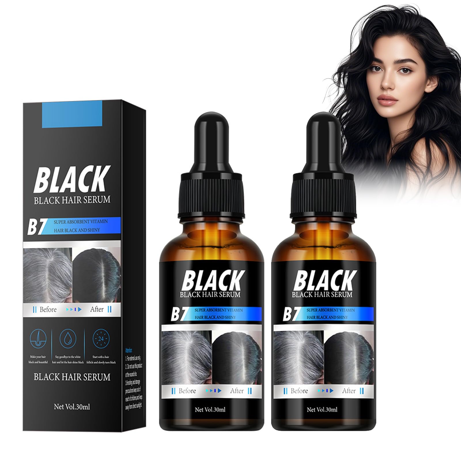 2 sztuki serum do wzrostu włosów, olejku do włosów, promowanie naturalnej wzrostu, zdrowego i mocnego, zapobiega wypadaniu włosów, sprawia, że włosy są gładsze, czarne i lśniące