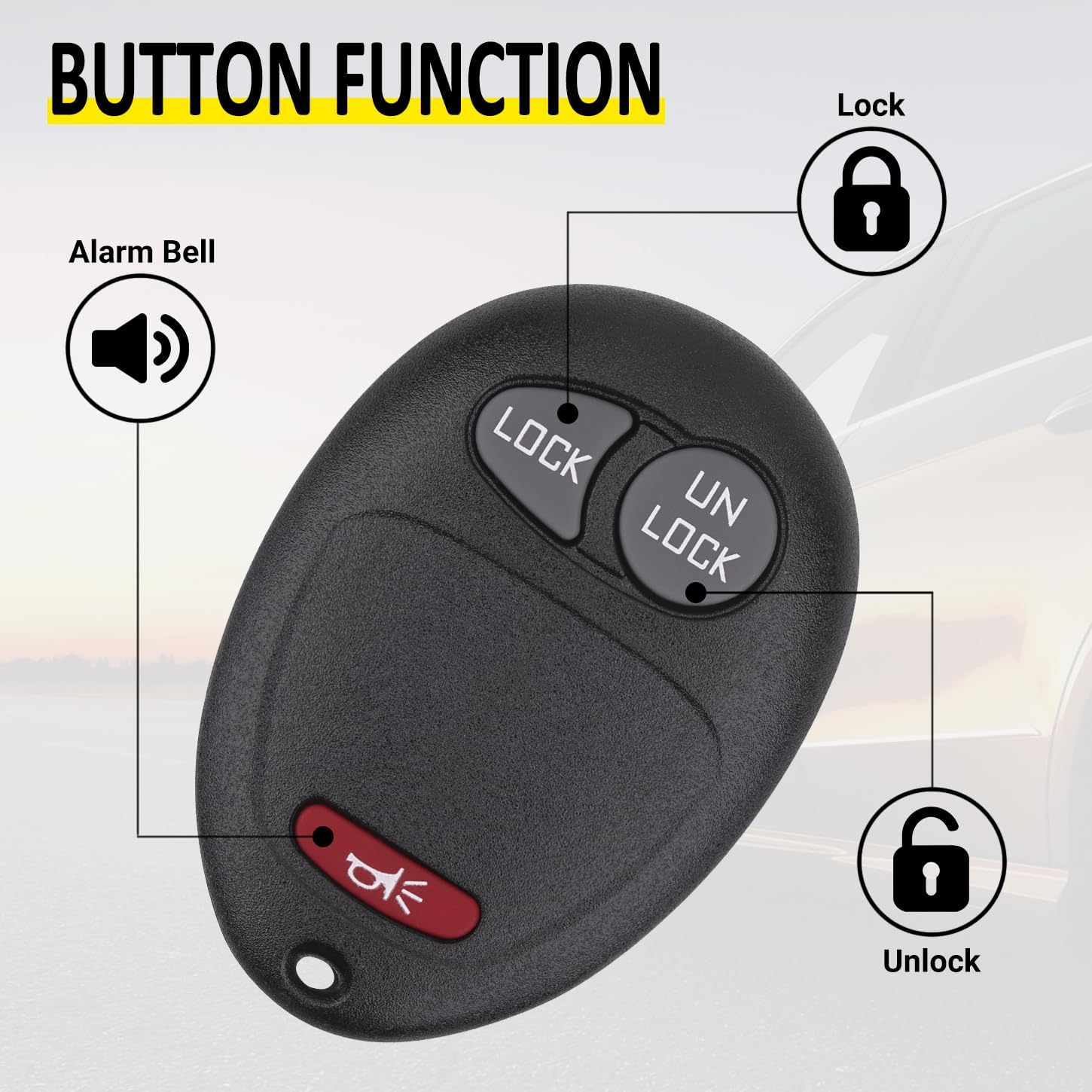 Vurkcy Key Fob Keyless Entry Remote Compatible with Chevy Colorado Venture, GMC Canyon, Pontiac Montana, Isuzu i-280 i-290 i-350 i-370, Hummer H3 H3T, Replacement for L2C0007T, 3 Button (Pack of 2)