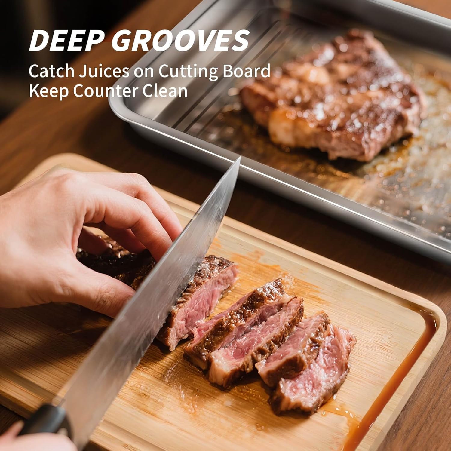 Grilling Prep and Serve Trays, Stainless Steel Large Capacity Food Prep Tray, Grill Carry System, Marinade Container with Lid and Cutting Board, BBQ Grill Accessories, Grilling Gifts for Men