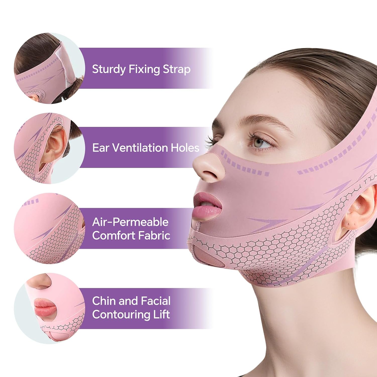 V Line Lifting Mask Chin Strap for Sleeping, V Line Mask, Face Lift Prevent Sagging,Double Chin Reducer,Jawline Shaper,All-Around Coverage, Wrapping and Shaping More Comprehensively. - Image 6