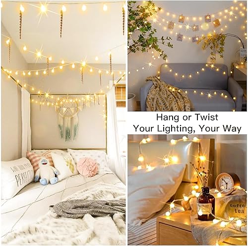 Vista 5 de suddus Globe String Lights Bedroom, 50 Led Fairy Lights Plug in, Indoor String Lights for Classroom, Christmas, Backyard, Patio, Garden, Party