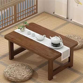 Japanese Coffee Table, Foldable Low Coffee Tables, Versatile Folding Design for Sitting on The Floor, for Living Room Tatami Tea Room Dining Bedroom Walnut 80x40x40cm