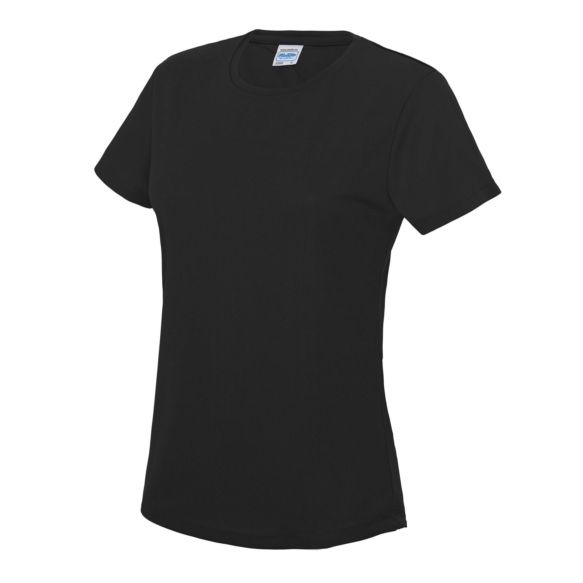 Just Cool Women's Jet Black Sports Plain-Coloured T-Shirt - Black - X-Large