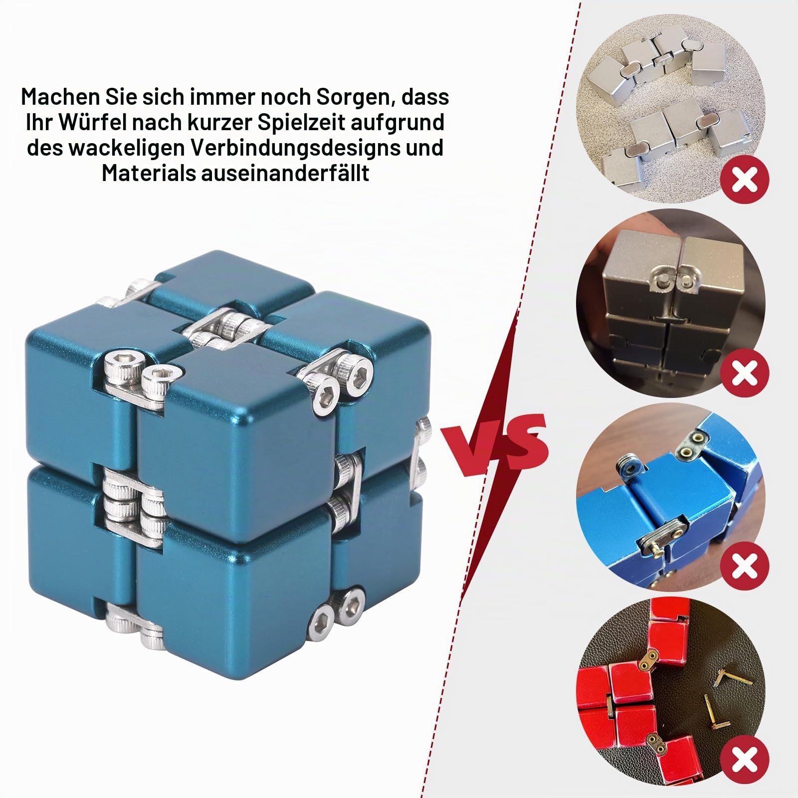 Lifidea aluminiumlegierung-Metall Infinity-Cube Fidget Cube Hand Fidget Spielzeug schreibtischspielzeug mit kühlem Kasten blau