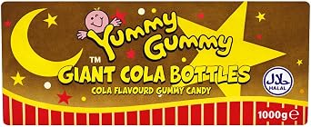 Yummy Gummy Giant Cola Bottles, Cola Flavoured Gummy Candy, 1kg Tub, Halal Jelly Sweets, Soft Chewy Retro Pick & Mix