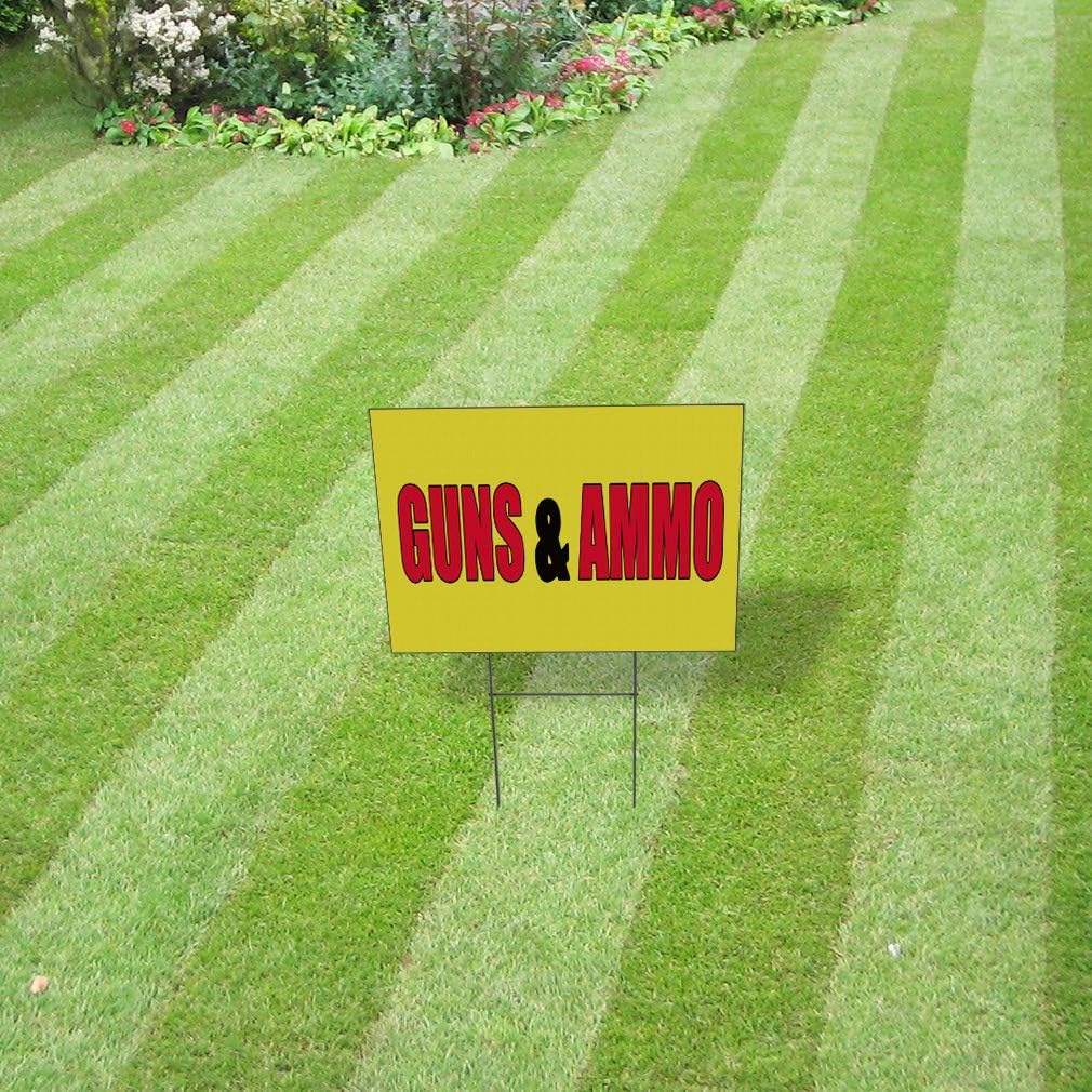 Fastasticdeals Weatherproof Yard Sign Guns & Ammo Promotion Business A Yellow Lawn Garden Other Military 24x18 Inches 2 Sides Print