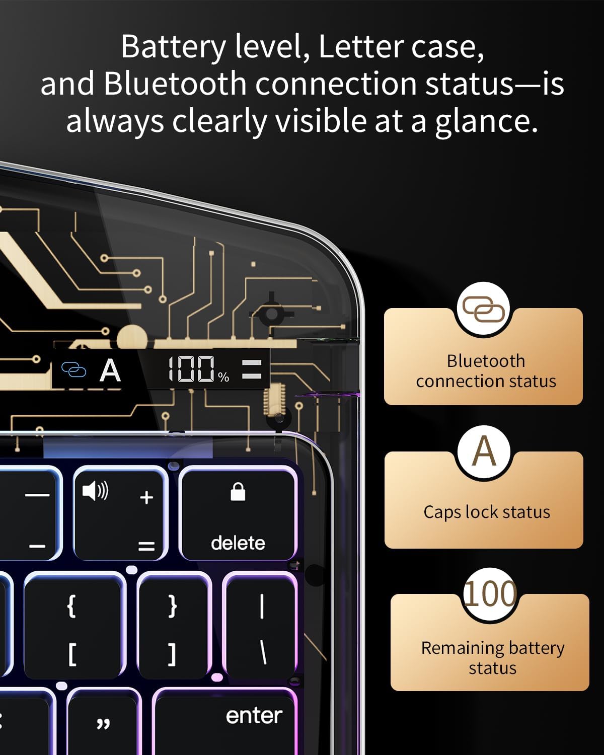 for iPad Pro 13 inch Case with Keyboard (M5/M4, 2025/2024), Clear iPad Pro 13 Keyboard Case with Multi-Touch Trackpad, Battery Level Visualization with 360° Rotatable & Pencil Holder, Black