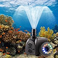 Bseical LED-es Kerti Szivattyú 750L/h - Csendes Vízpumpa Tóhoz, Akváriumhoz, Szökőkúthoz 4 Szórófejjel, Állítható Vízáramlással, 15W 7