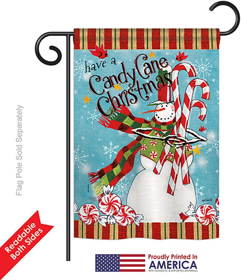 Candy Cane Christmas Garden House Flags Set Wintertime Santa Marry Xmas Present Reindeer Season Snow Small Decorative Gift Yard Banner Double-Sided Made In USA 28 X 40