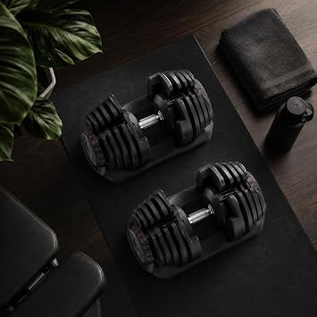 Adjustable Dumbbell 24kg / 40kg – Quick Dial Weight System, Anti-Slip Handle, Space-Saving Home Gym Weights, Available as Single or Pair