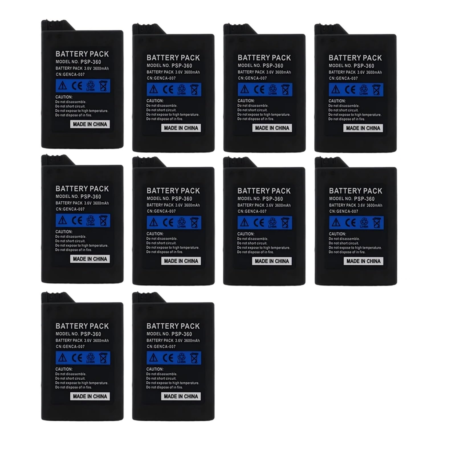 Batteria PSP1000 da 3,6 V 3600 mAh, compatibile con Sony, batterie integrate al litio ricaricabili for console di gioco PSP 1000 1001 1002 1003 1004(10pcs)