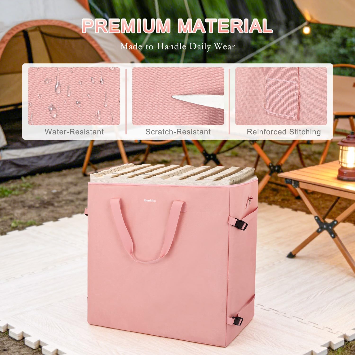 Foam Mat Storage Bag for 24" × 24" Interlocking EVA Foam Mats, Portable Carrying Case for Trade Show Foam Floor Tiles, Puzzle Exercise Mats, Gym Flooring & Play Areas, Pink (Bag Only)