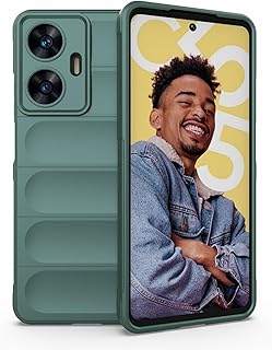 جراب موبايل متوافق مع ريلمي C55 شبكة الجيل الرابع 4G جلوبال ماجيك شيلد من البولي يوريثين الحراري + سيليكون مضاد للصدمات لموبايل (لون أخضر)