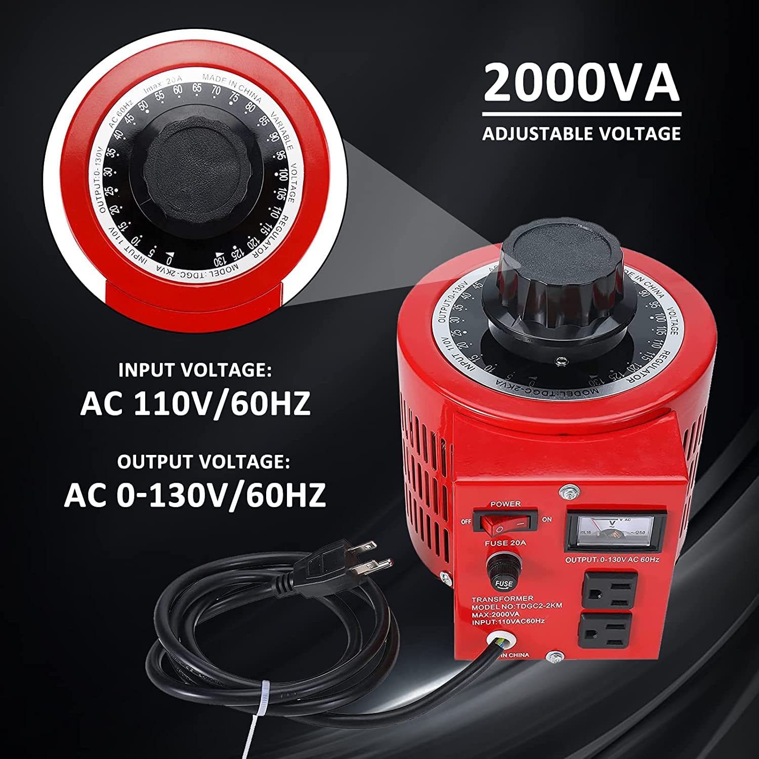 YaeCCC 2000W Voltage Transformer AC Variable Voltage Converter Transformer