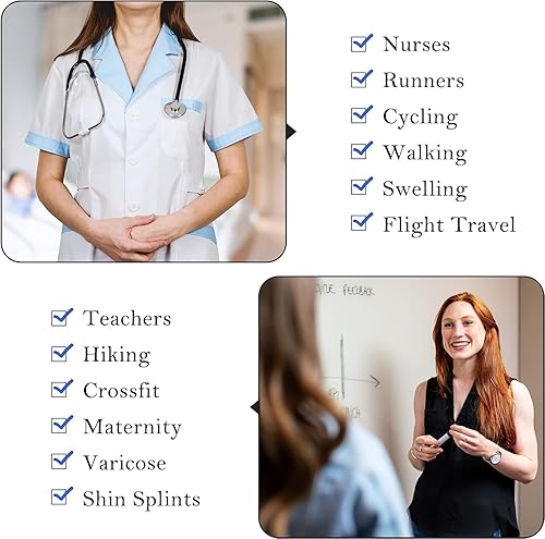 Miniatura 6 de RANDY SUN Calcetines de compresión para mujer, (15-20 mmHg) hasta la rodilla, mejor graduado, atlético, médico, viajes, correr, enfermería