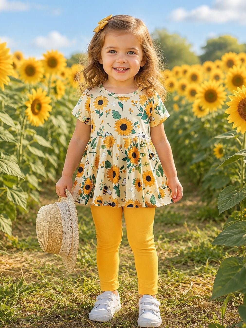 Baby Girl Clothes Summer Outfits Short Sleeves Top Floral Legging Set 9M-4T image 4