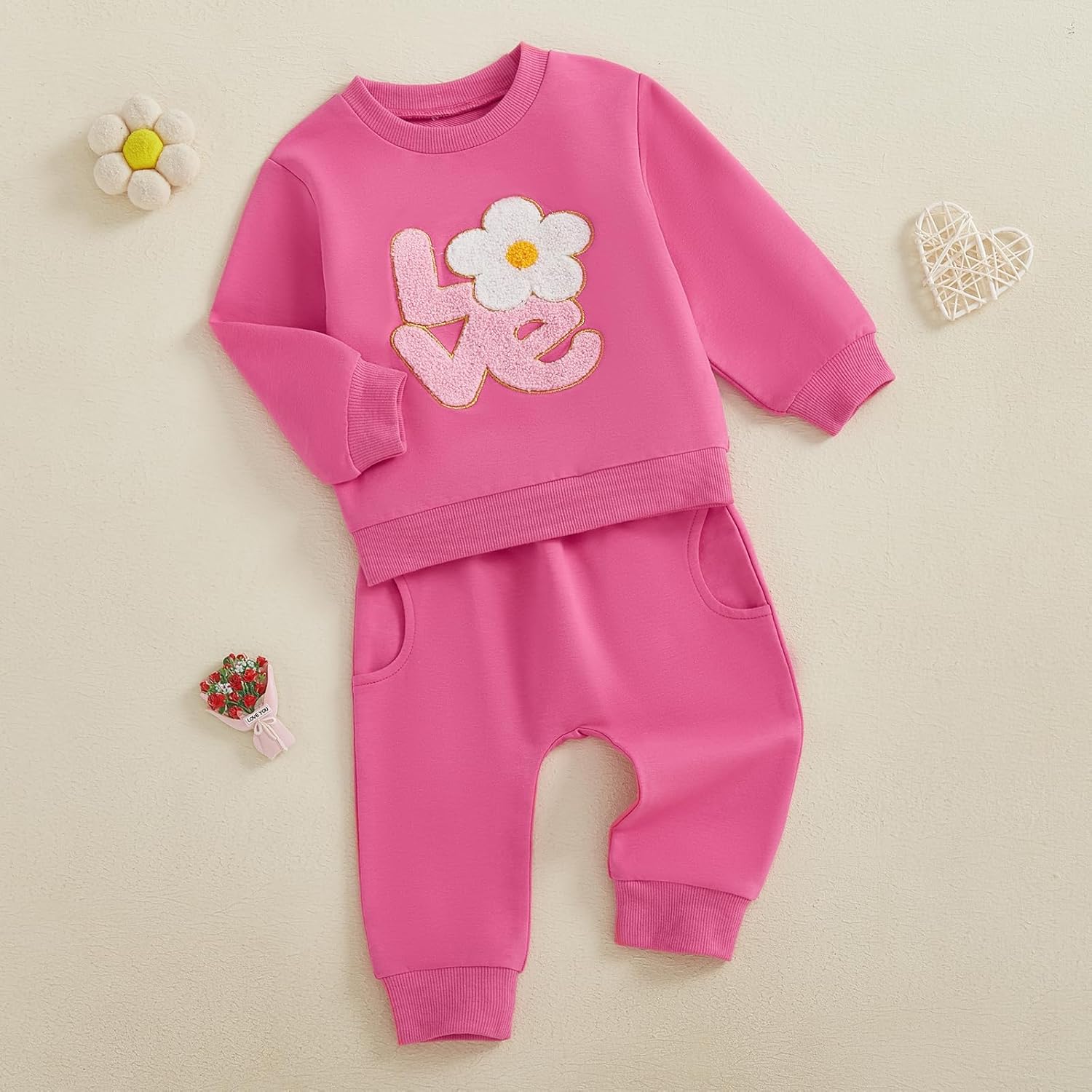 Boys Christmas 2Pcs Pants Sets Long Sleeve O Neck Santa Claus Embroidery Tops Drawstring Pants Sets - Image 3