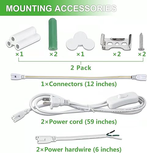 Miniatura 5 de Luz LED de tienda de 2 pies, 25 W, 3500 lúmenes, 6000 Kblanco, súper brillante, tubo LED integrado T8, Plug and Play, luces LED enlazables para