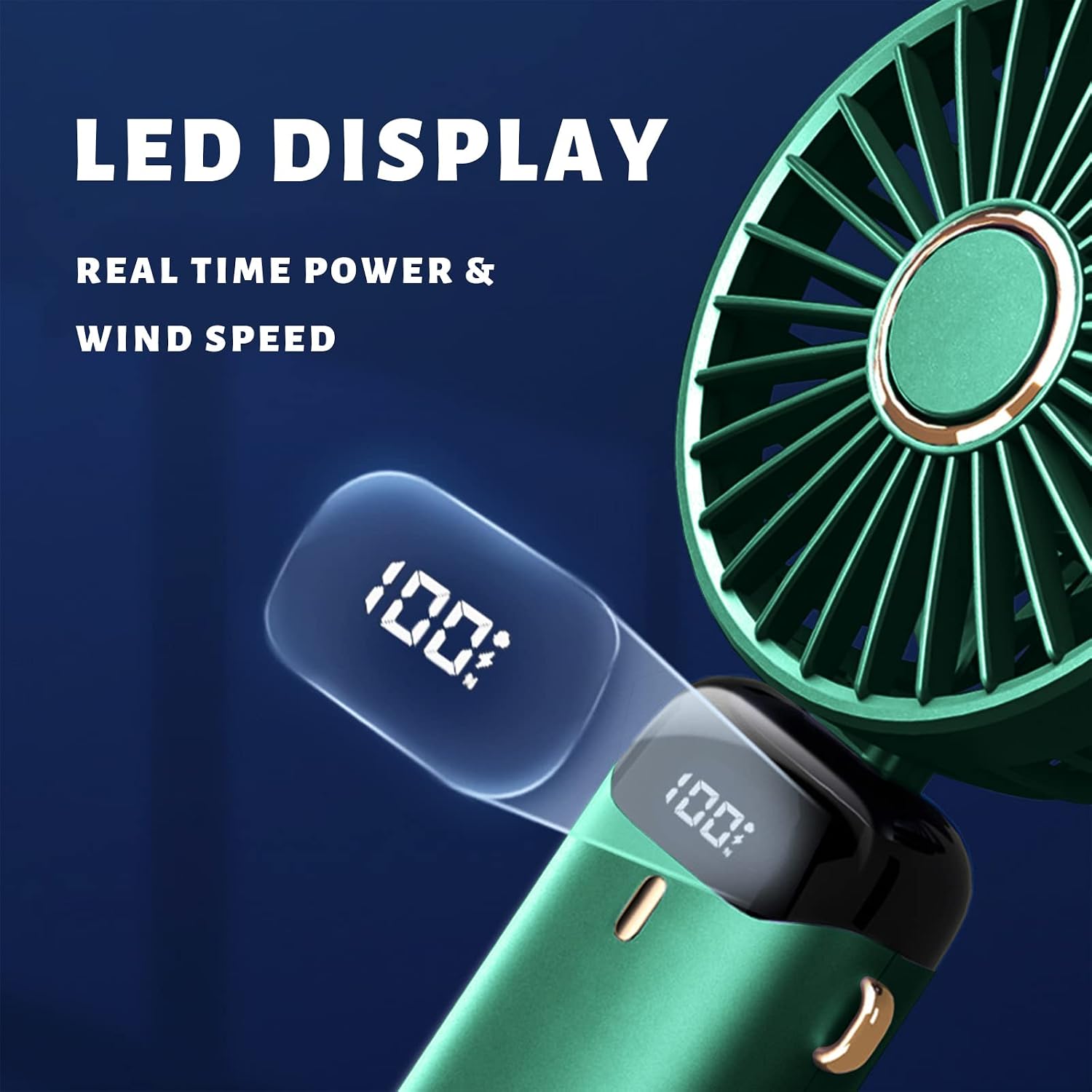 Portable Personal Fan with 5 Speeds, Mini Quiet Fan with LED Display, 11-21Hs Working Time for Office Outdoor - Image 3