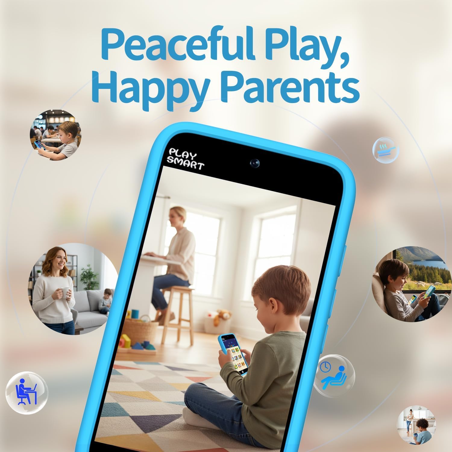 MOMILLA Kids Toys Smart Phone, Dual Camera with Stickers, 3.97" Touchscreen, 200+ Educational Puzzle Games, Learning Toys with Parental Control for Ages 3-8, Birthday Gift - Image 7