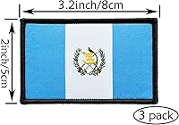 Vista 4 de 3 parches de bandera guatemalteca de 2 x 3 pulgadas, con lazo de gancho bordado táctico para brazaletes de bandera de país para mochila, sombrero