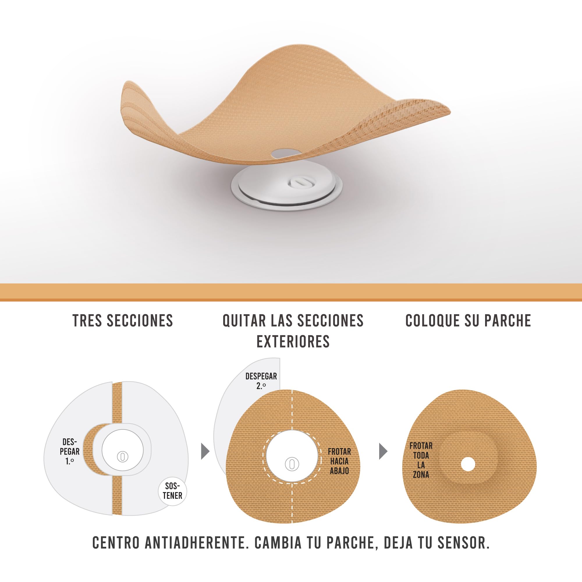 Not Just A Patch Fundas impermeables para sensor Freestyle Libre 3 (paquete de 20) - Parches para sensor CGM Lingo para la piel - Parches adhesivos Libre 3 de 10 a 14 días (Beige)
