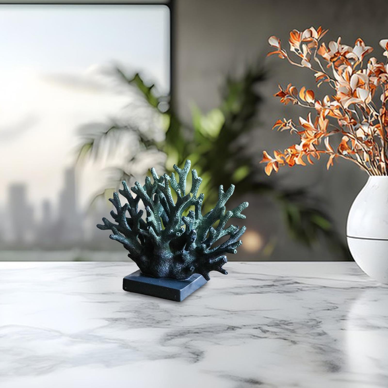 KESOTO Statua di Corallo in Resina, realistica, Moderna, Finta Decorazione Nautica in Corallo per Tavolo, Soggiorno, Bagno, mobiletto, Viola 18cmx15cm