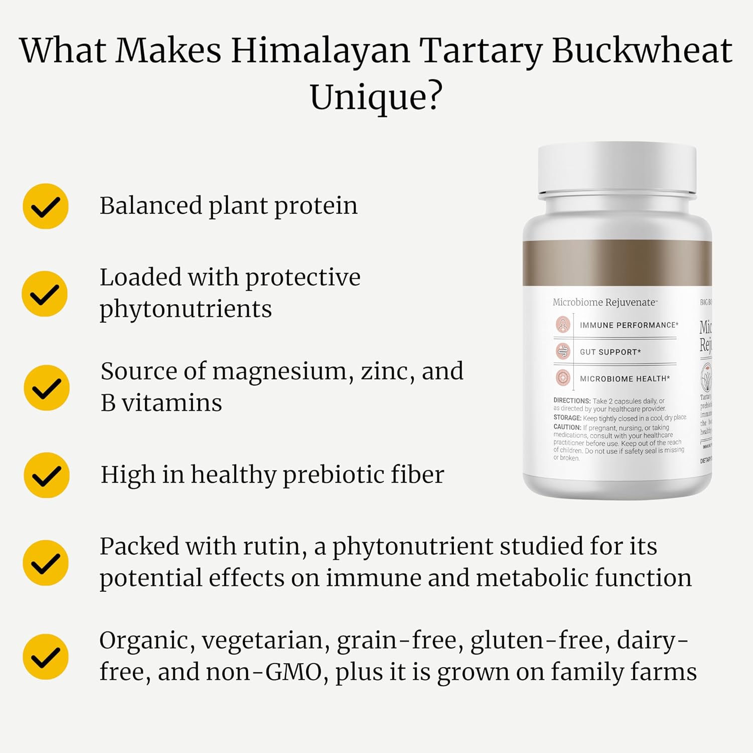 BIG BOLD HEALTH Microbiome Rejuvenate Prebiotic + Probiotic Supplement for Gut Health & Immune Support - with Himalayan Tartary Buckwheat - Gluten-Free (120 Count (Pack of 1))