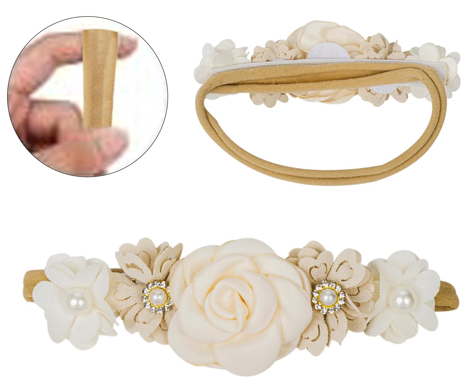 Utaly Flower Headband for Baby Girls 3pcs Elastic Baby Girl Floral Crown Newborn Infant Toddler Hair Accessories - Image 8