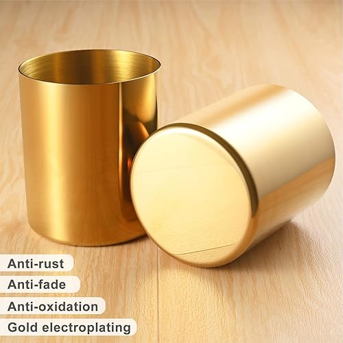 Miniatura 3 de Paquete de 2 soportes dorados para bolígrafos, organizador de bolígrafos de acero inoxidable SUS304 para escritorio, soporte para lápices, vasos