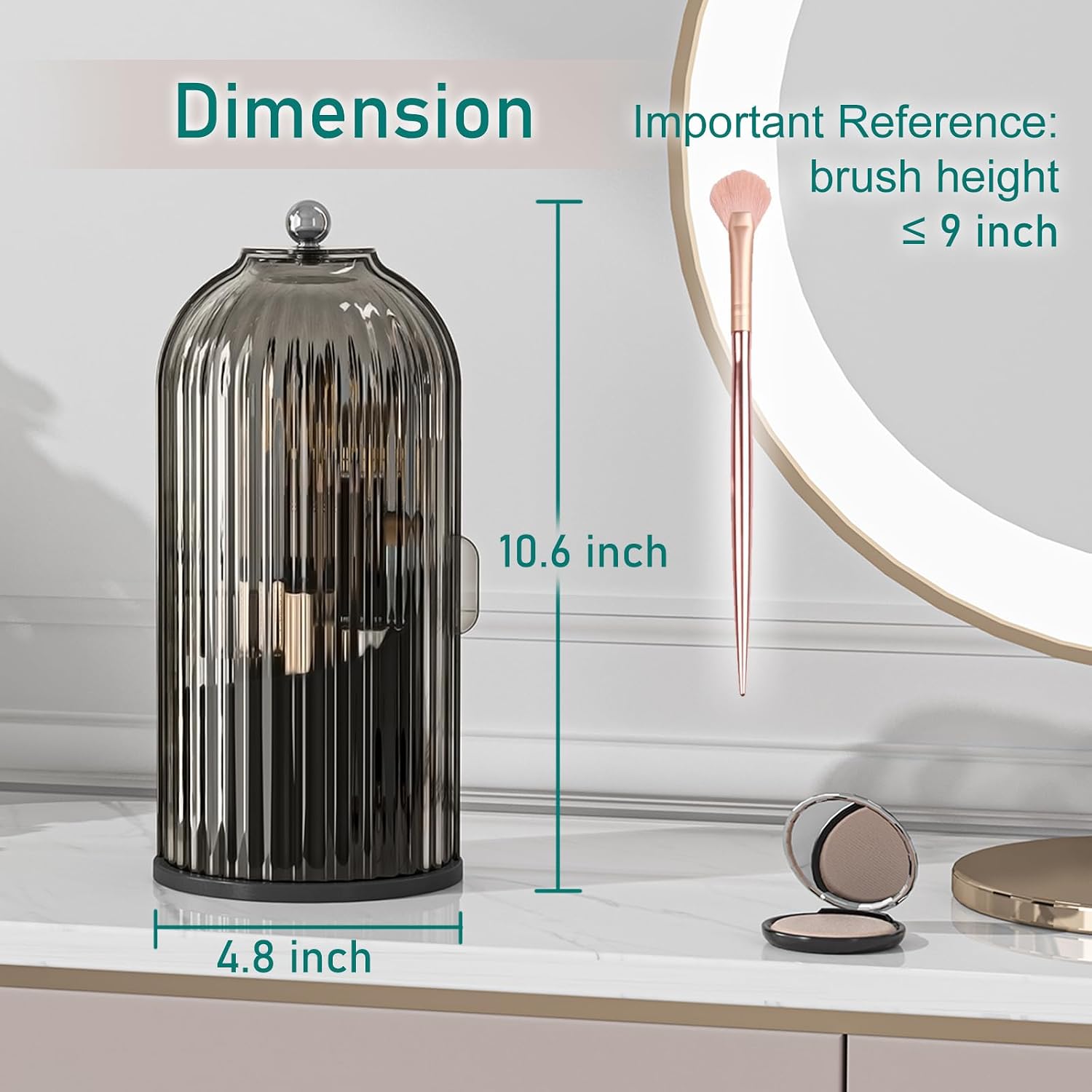 GAXmi Rotating Makeup Brush Holder with Lid - Image 2